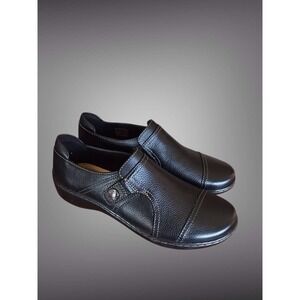 CLARKS COLLECTION Womens Cora Poppy Slip On Comfort Dress Shoe Size 7M Black